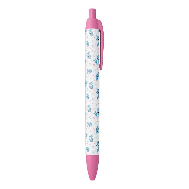 Stylo Noir Modèle de famille de requins heureux (Bas (Vertical))
