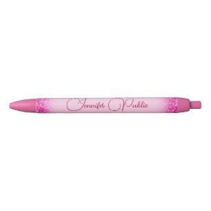 Stylo Noir Modèle de nom de Parties scintillant rose personna