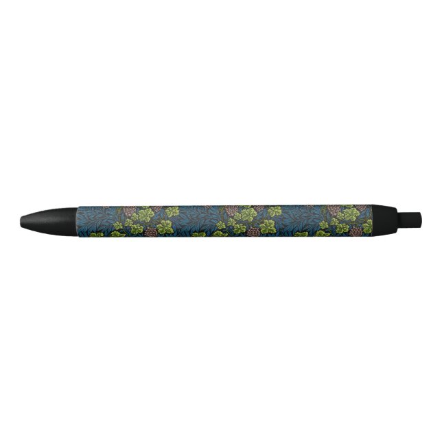 Stylo Noir Modèle de vigne de raisin noir sans couture de Wil (Devant)