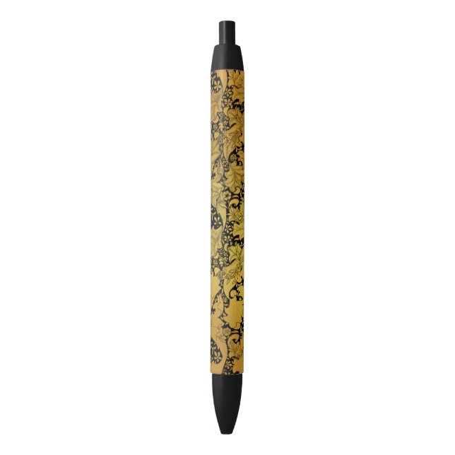 Stylo Noir Modèle Floral Or Fleur orientale (devant Vertical)