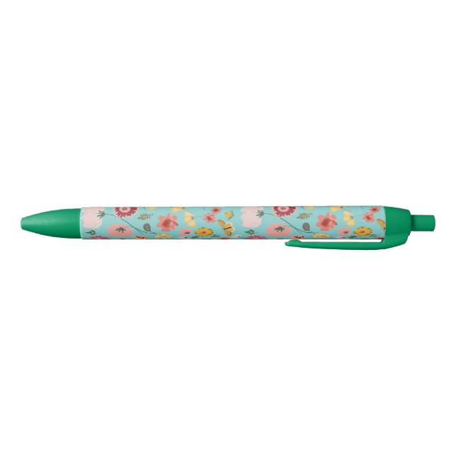 Stylo Noir Modèle floral papillon (Bas)