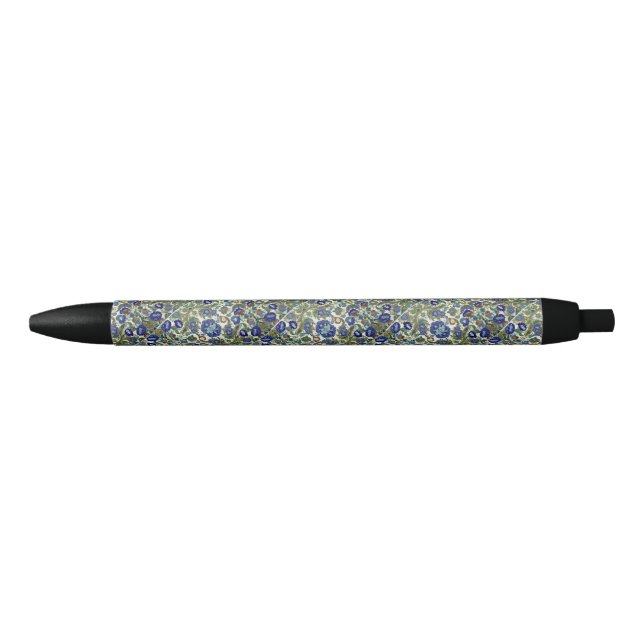 Stylo Noir Modèle vintage bleu et or floral (Devant)