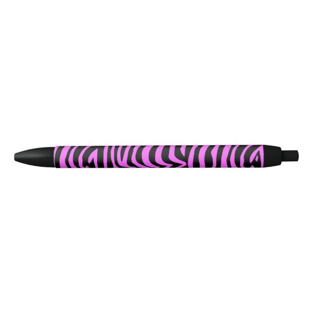 Stylo Noir Modèle zèbre rose néon (Devant)