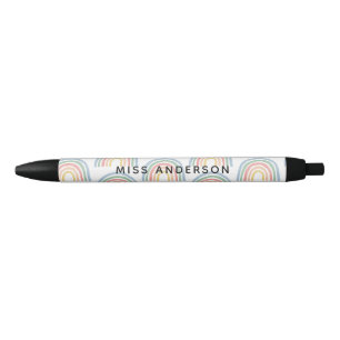 Stylo Noir Moderne aquarelle arc-en-ciel professeur merci cad