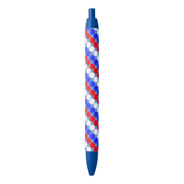 Stylo Noir Moderne bleu rouge blanc points sur rayures bleu c (devant Vertical)