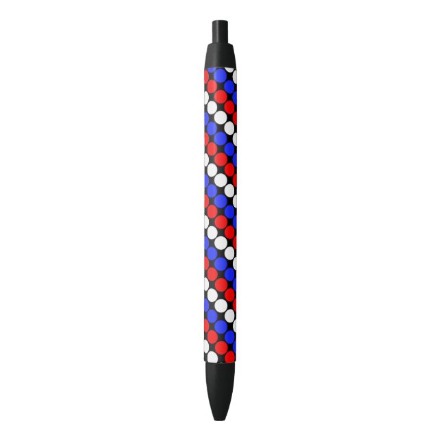Stylo Noir Moderne bleu rouge blanc pois rayures (devant Vertical)