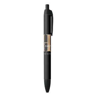 Stylo Noir Moderne Monogramme Initiale H & Nom Personnalisé