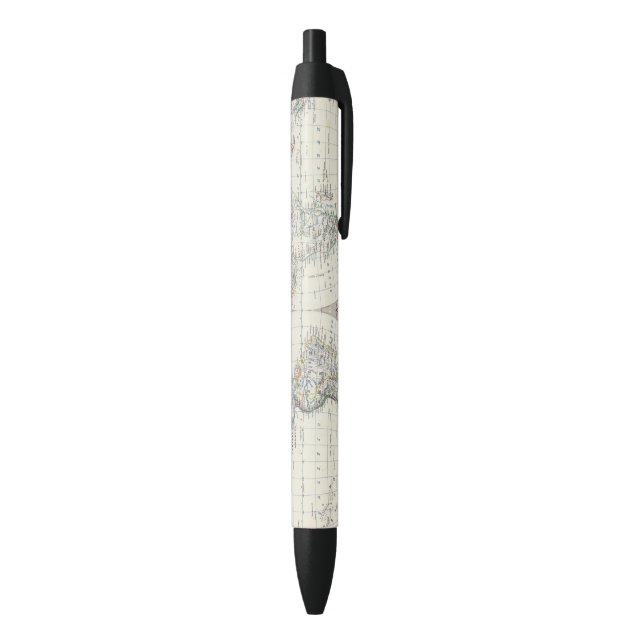 Stylo Noir Monde dans les hémisphères (Bas (Vertical))