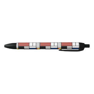 Stylo Noir Mondrian Peinture Rouge Plane Jaune Noir Gris Bleu