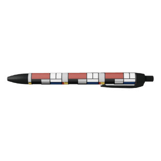 Stylo Noir Mondrian Peinture Rouge Plane Jaune Noir Gris Bleu