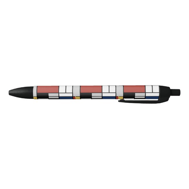 Stylo Noir Mondrian Peinture Rouge Plane Jaune Noir Gris Bleu (Bas)