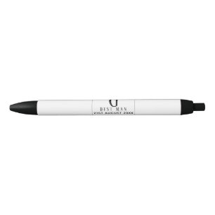 Stylo Noir Monogramme BEST MAN Groomsmen Groomsman Black Crav