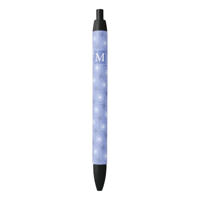Stylo Noir Monogramme bleu cercles motif (devant Vertical)