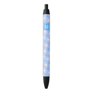 Stylo Noir Monogramme Cercles bleu électrique motif