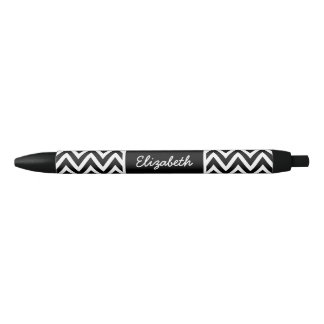 Stylo Noir Monogramme Chevron noir et blanc