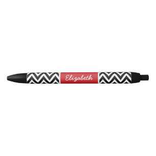 Stylo Noir Monogramme Chevron noir et rouge