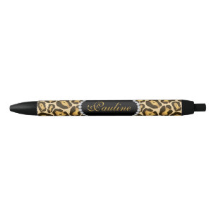 Stylo Noir Monogramme chic de diamant de Faux d'empreinte de