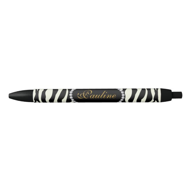 Stylo Noir Monogramme chic de diamant de Faux d'impression de (Devant)