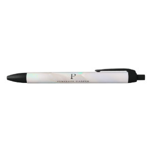 Stylo Noir Monogramme Chic Holographique Opale Iridescent