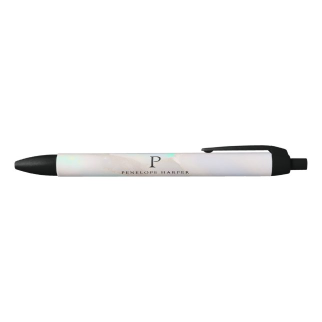 Stylo Noir Monogramme Chic Holographique Opale Iridescent (Haut)