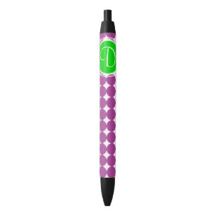 Stylo Noir Monogramme de point Polka vert et violet