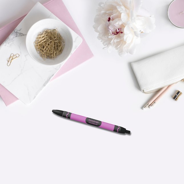 Stylo Noir Monogramme d'enrobage de rayonne rose (Créateur téléchargé)