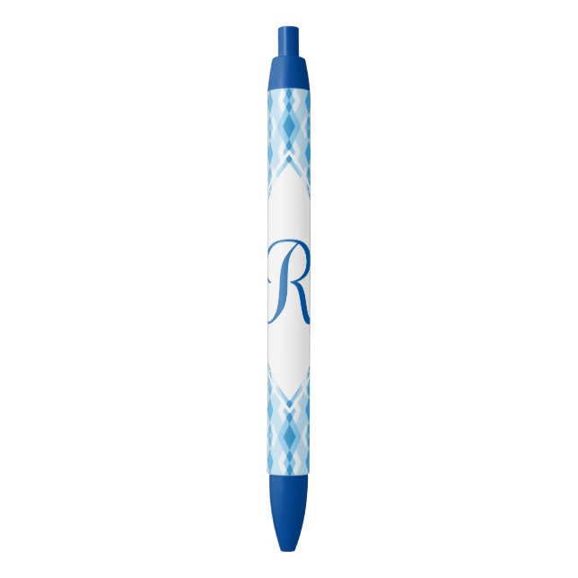 Stylo Noir Monogramme Diamant Bleu (devant Vertical)