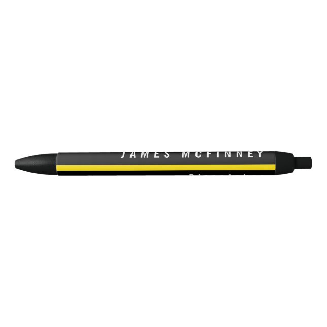 Stylo Noir Monogramme du répartiteur de ligne jaune mince (Devant)