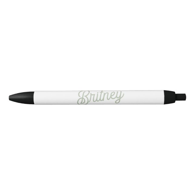 Stylo Noir Monogramme et nom personnalisés de Sage Vert moder (Devant)