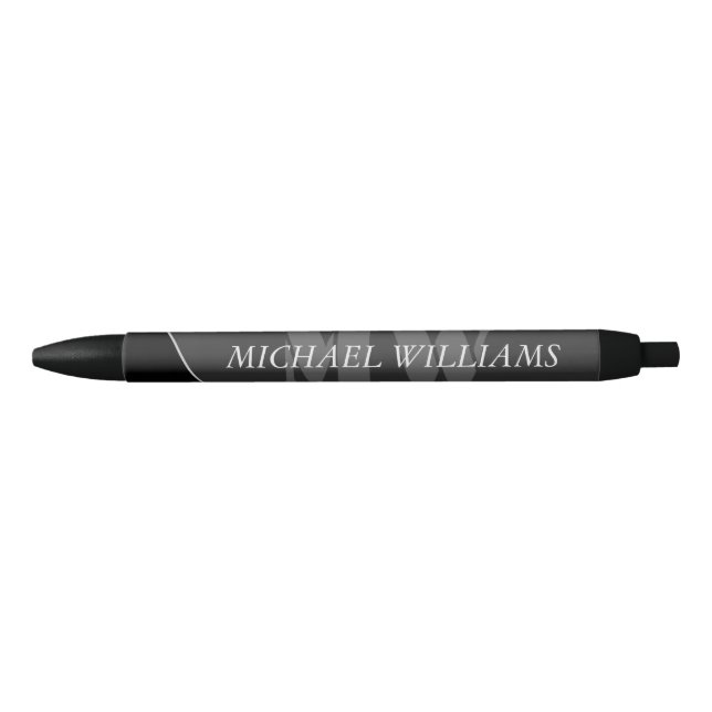 Stylo Noir Monogramme gris noir artistique moderne (Devant)