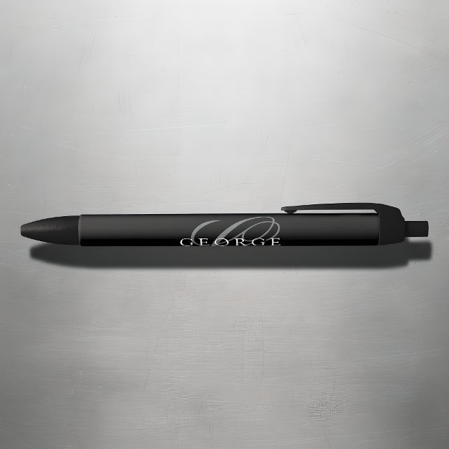 Stylo Noir Monogramme gris noir moderne (Créateur téléchargé)