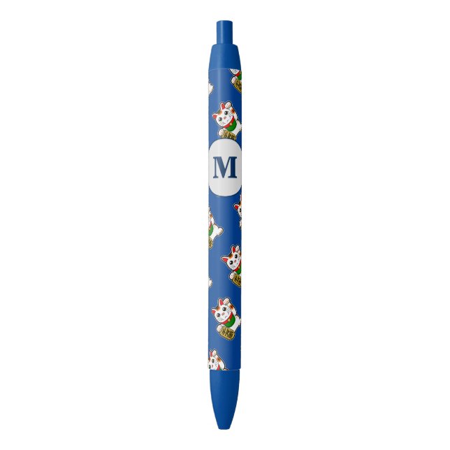 Stylo Noir Monogramme japonais Lucky Cat (devant Vertical)