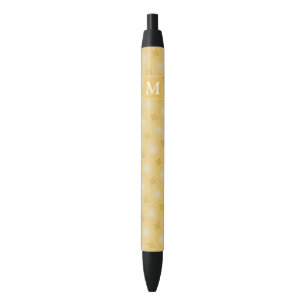 Stylo Noir Monogramme jaune cercles motif