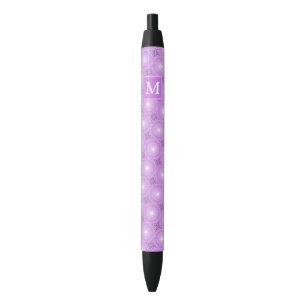 Stylo Noir Monogramme lilas cercles pourpres motif