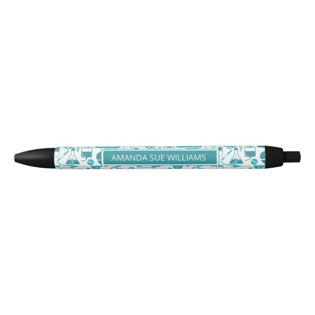 Stylo Noir Monogramme Médicale Professionnel / Étudiant "Ajou (Devant)