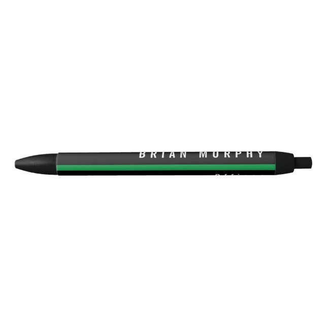Stylo Noir Monogramme mince de militaires de Ligne Verte (Devant)