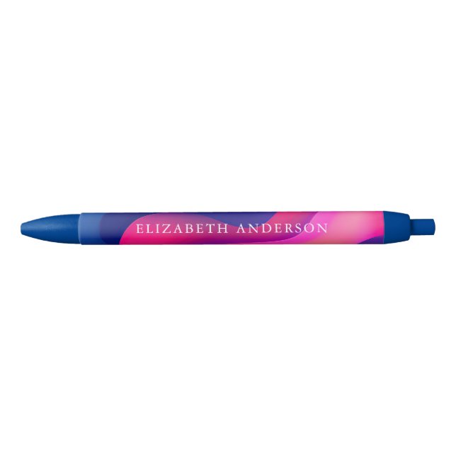 Stylo Noir Monogramme Moderne Coloré Lumineux (Devant)