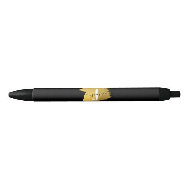 Stylo Noir Monogramme moderne noir et or (Devant)