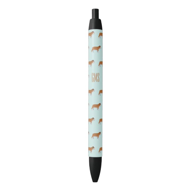 Stylo Noir Monogramme Motif Bulldogs (devant Vertical)
