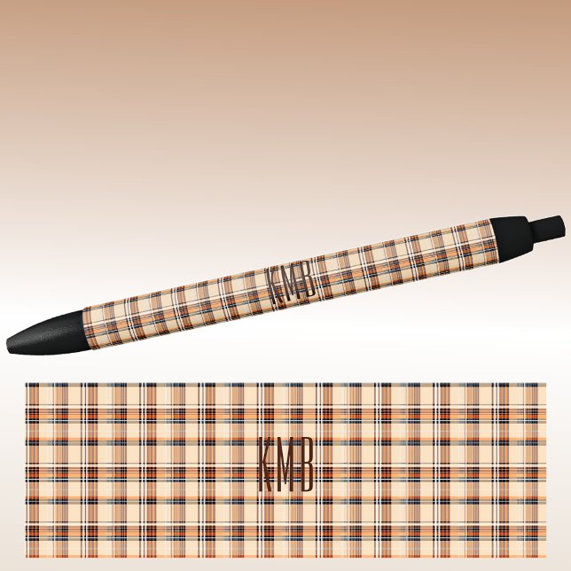 Stylo Noir Monogramme | Motif carreauté automne Ink (Créateur téléchargé)
