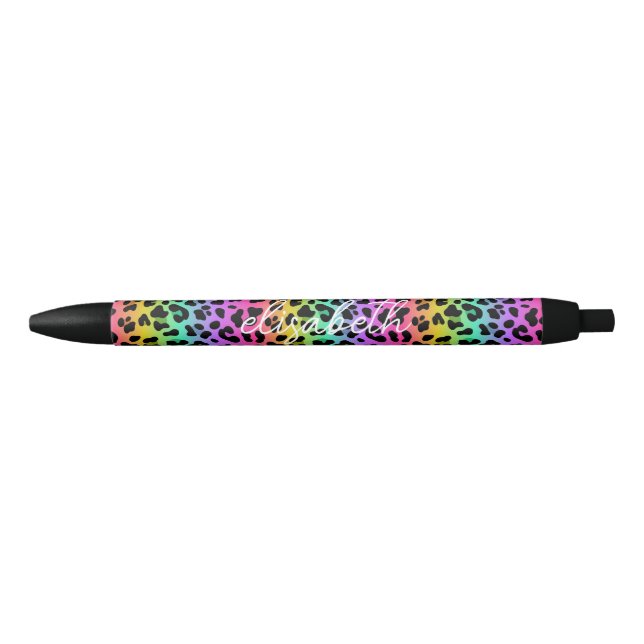 Stylo Noir Monogramme Motif de peau de léopard arc-en-ciel mo (Devant)