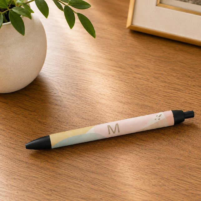 Stylo Noir Monogramme multicolore abstrait moderne (Créateur téléchargé)