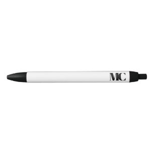 Stylo Noir Monogramme noir blanc Monogramme Élégant moderne