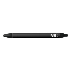 Stylo Noir Monogramme noir et blanc Élégant Moderne