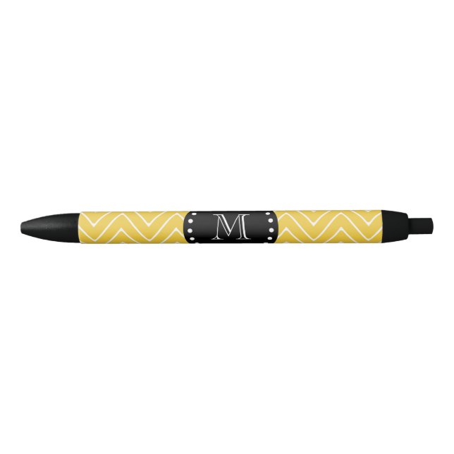 Stylo Noir Monogramme noir jaune du motif | de Chevron (Devant)