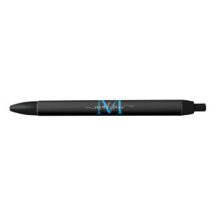 Stylo Noir Monogramme noir moderne Monogramme élégant Nom de