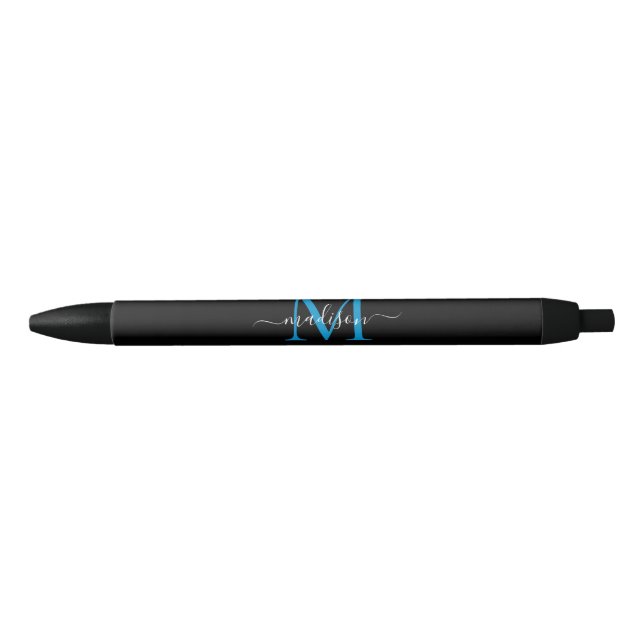 Stylo Noir Monogramme noir moderne Monogramme élégant Nom de  (Devant)