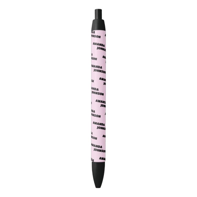 Stylo Noir Monogramme noir rose tendance Motif de nom de scri (devant Vertical)