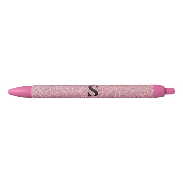 Stylo Noir Monogramme or Rose mignon (Devant)