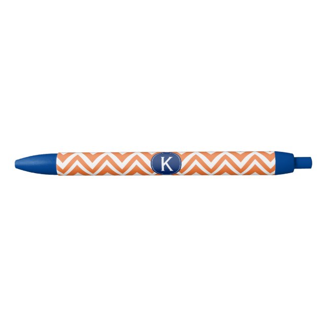 Stylo Noir Monogramme Orange Zigzag Motif (Devant)